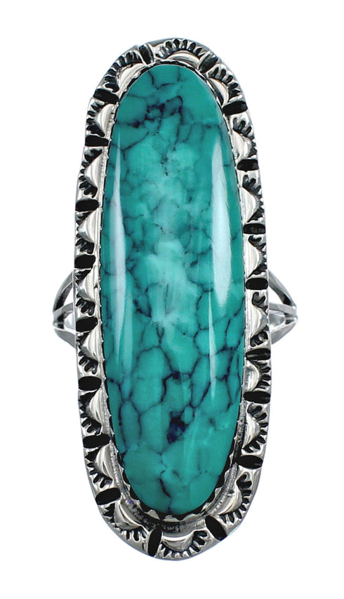 Native American Sterling Silver And Turquoise Ring Size 5-3/4 AX124607